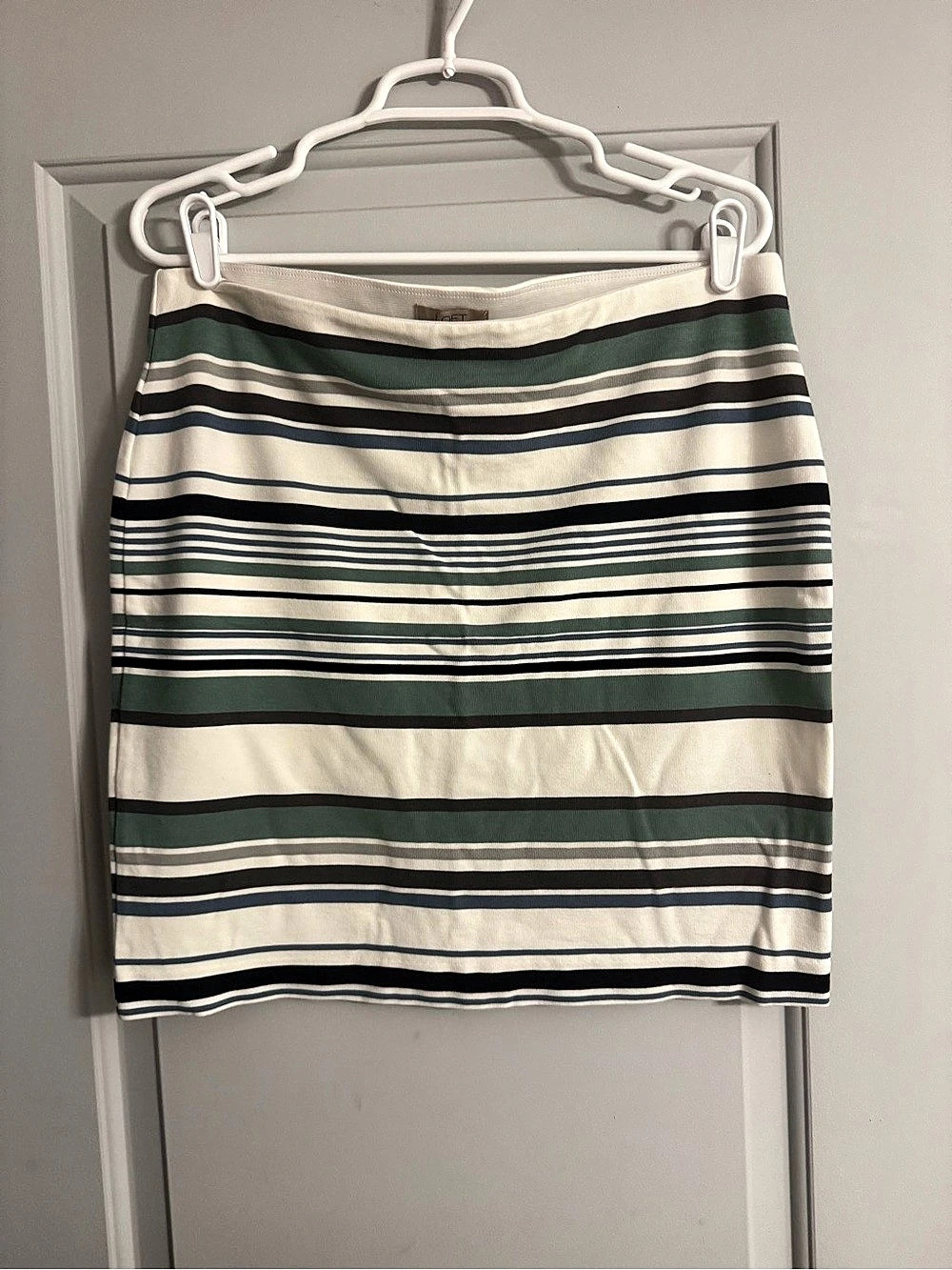 LOFT Striped Mini Skirt in Green & White Size LP